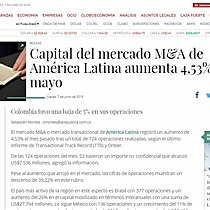 Capital del mercado M&A de Amrica Latina aumenta 4,53% en mayo